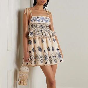 Agua Bendita Cream and Blue Skirt